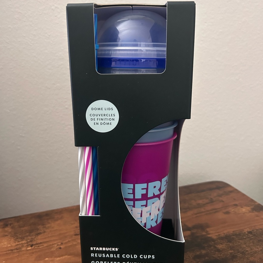 Starbucks Set of 5 Colorful Cold Cups with Dome Lids